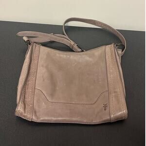 Frye Melissa Crossbody Bag Amethyst Distressed Leather Purse Travel Zippers Boho